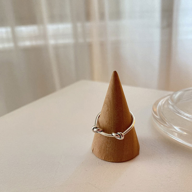 Womens Vintagey Double Knot Ring Adjustable Thai Silver Plated Simple Chainz Ring Design Jewelry Gifts For Her