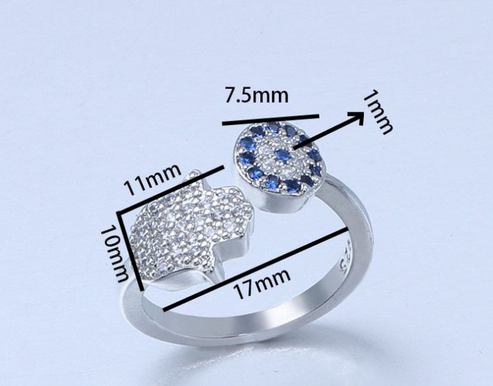 Womens Brass Ring White Gold Sunflower Palm Opening Ring Cartoon Character Wedding Anniversary Gift for Her Style