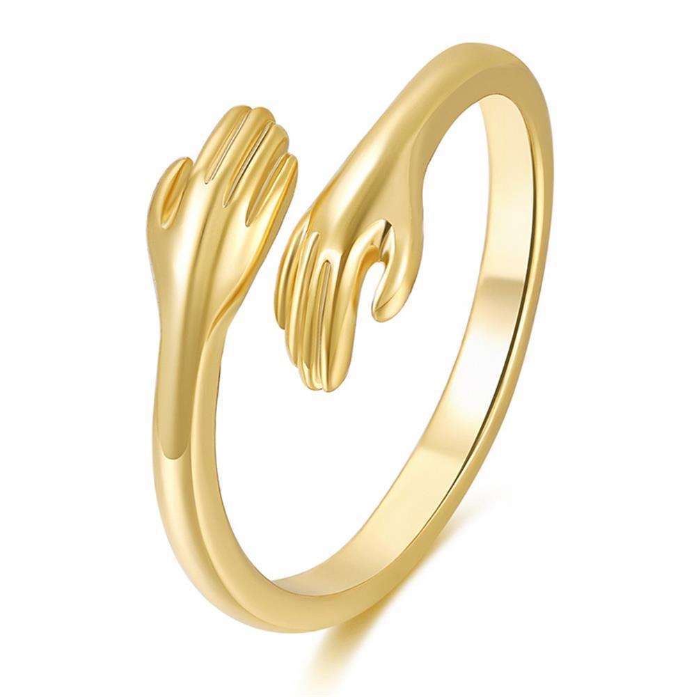 Womens Hug Gesture Ring 18K Gold Plated Copper Fashion Jewelry Gift For Her Durable Elegant Accessory Timeless