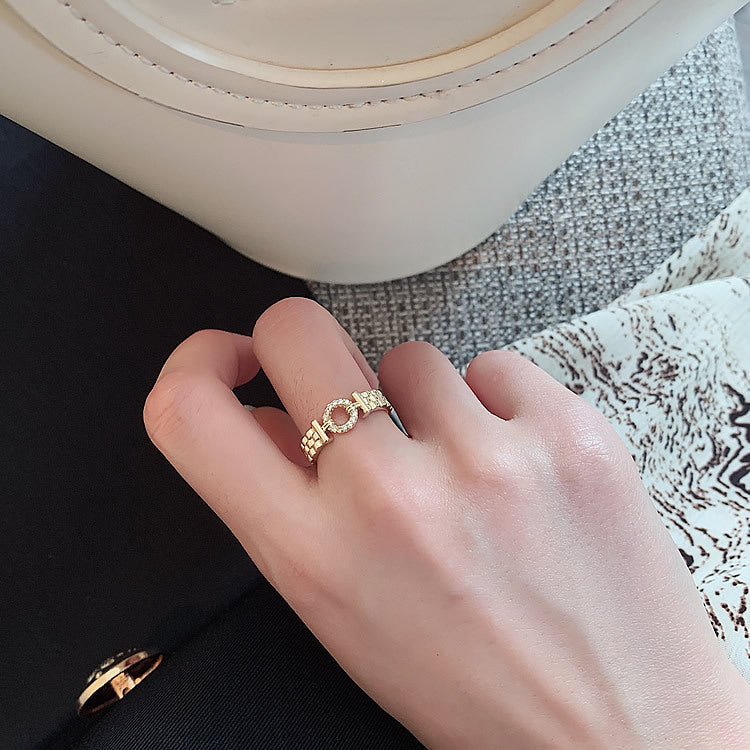 Geometric Hollow Ring for Women Fashion Copper Ring Korean Style Geometry Jewelry Accessory Minimalist Elegant