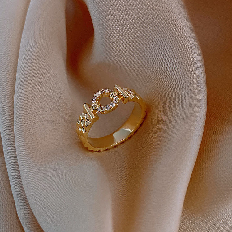 Geometric Hollow Ring for Women Fashion Copper Ring Korean Style Geometry Jewelry Accessory Minimalist Elegant