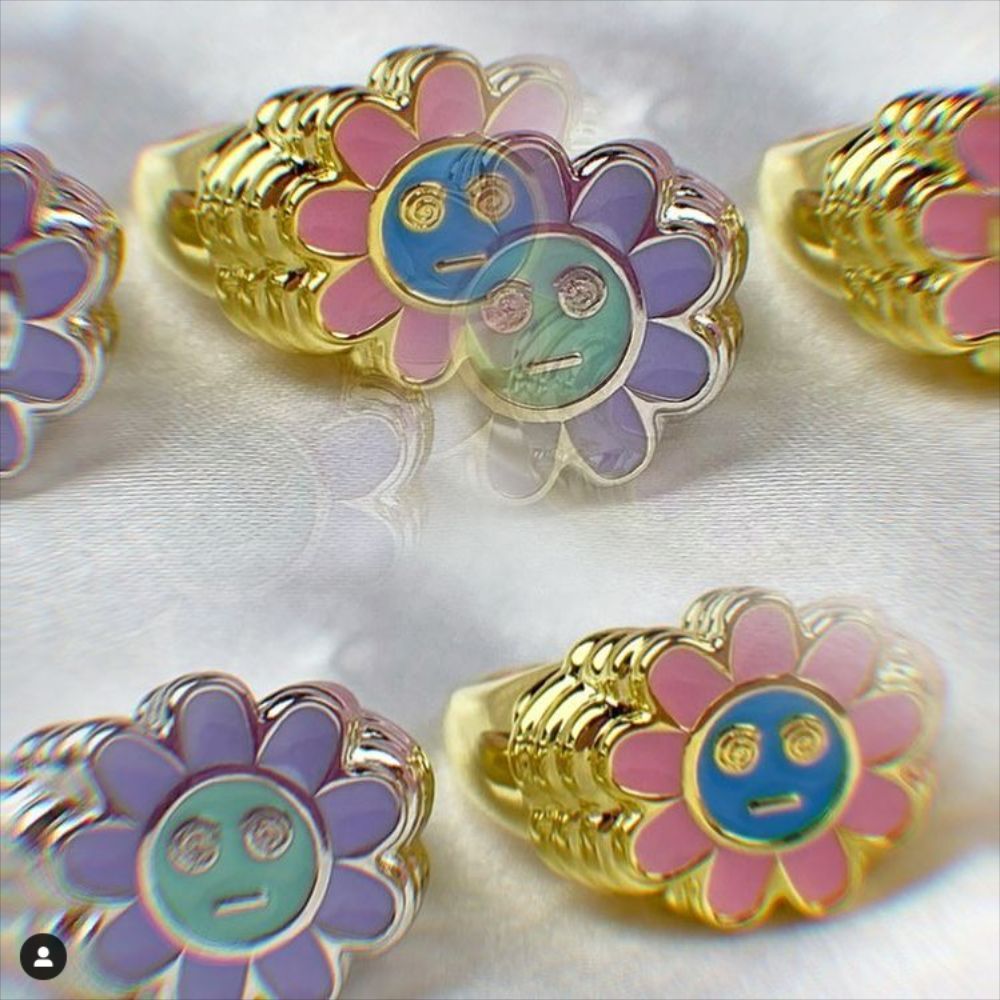 Women's Gold Plated Color Preserving Smiley Face Brass Ring For Everyday Wear Fashion Jewelry Gift Trendy Ring