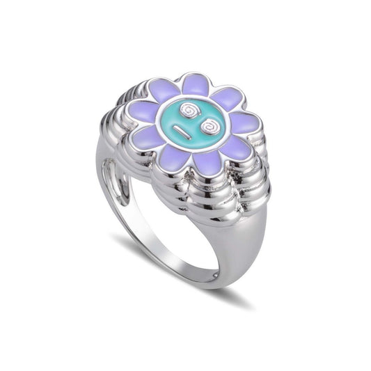 Women's Gold Plated Color Preserving Smiley Face Brass Ring For Everyday Wear Fashion Jewelry Gift Trendy Ring