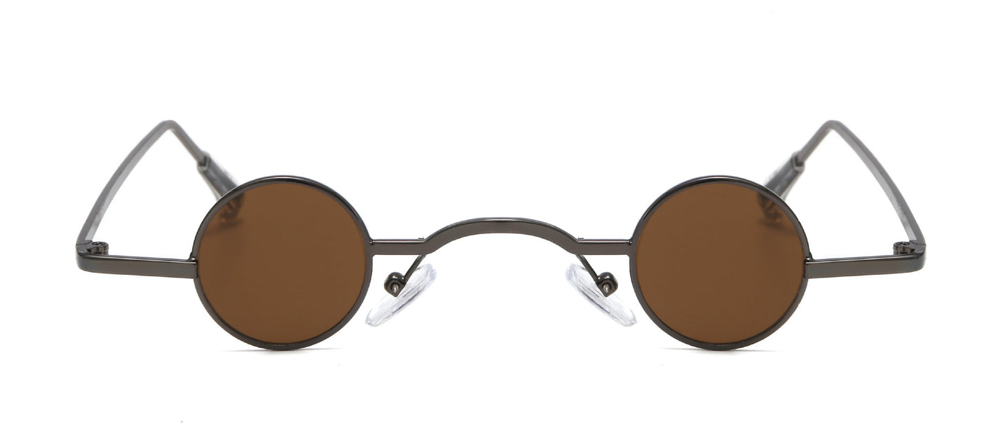 Mens Round Sunglasses Retro Metal Frame UV400 Protection Vintage Glasses Punk Filming Shades Large Fit For All