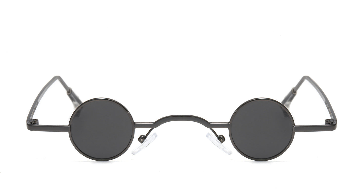 Mens Round Sunglasses Retro Metal Frame UV400 Protection Vintage Glasses Punk Filming Shades Large Fit For All