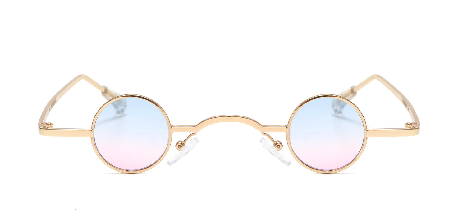 Mens Round Sunglasses Retro Metal Frame UV400 Protection Vintage Glasses Punk Filming Shades Large Fit For All