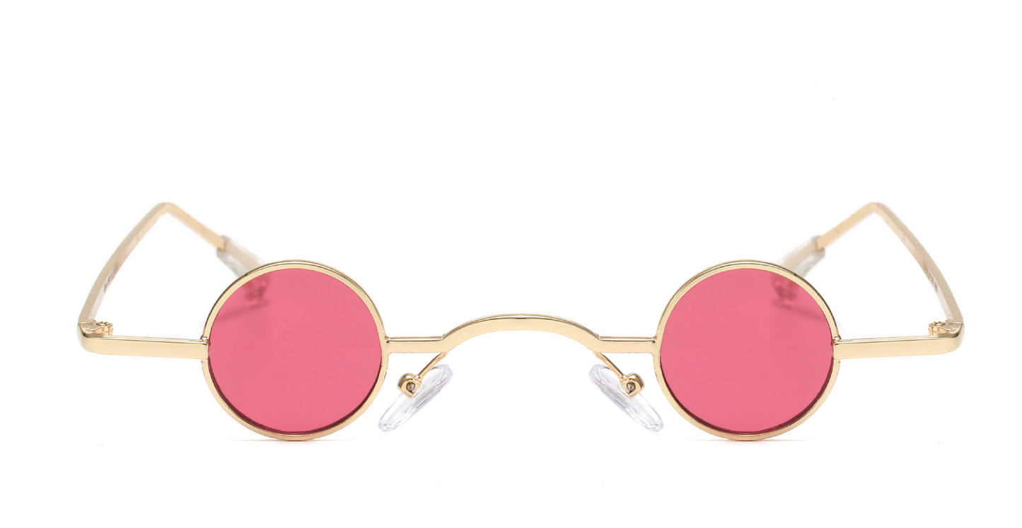 Mens Round Sunglasses Retro Metal Frame UV400 Protection Vintage Glasses Punk Filming Shades Large Fit For All