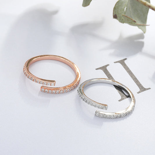 Womens Crystal Ring Elegant Creative Design Individually Packed Birthday Gift Ideas Electroplated Silver Finish