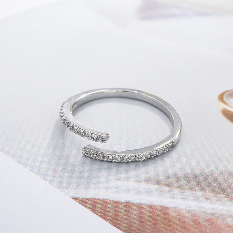 Womens Crystal Ring Elegant Creative Design Individually Packed Birthday Gift Ideas Electroplated Silver Finish
