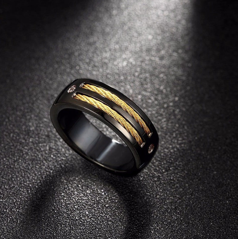 Titanium Steel Ring Unisex Geometry Electroplated Europe America Style US Codes 7 8 9 10 For Daily Wear And Gift Ready