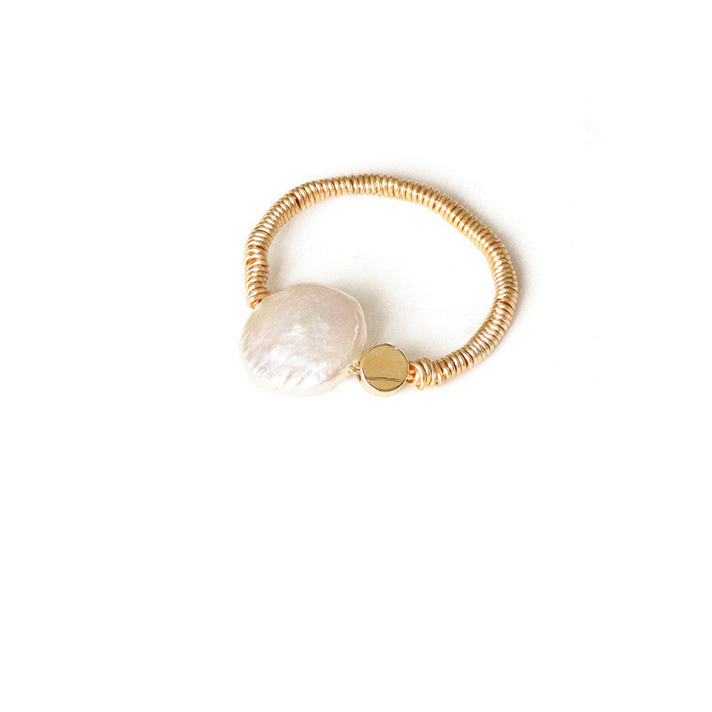 Natural shaped pearl ring