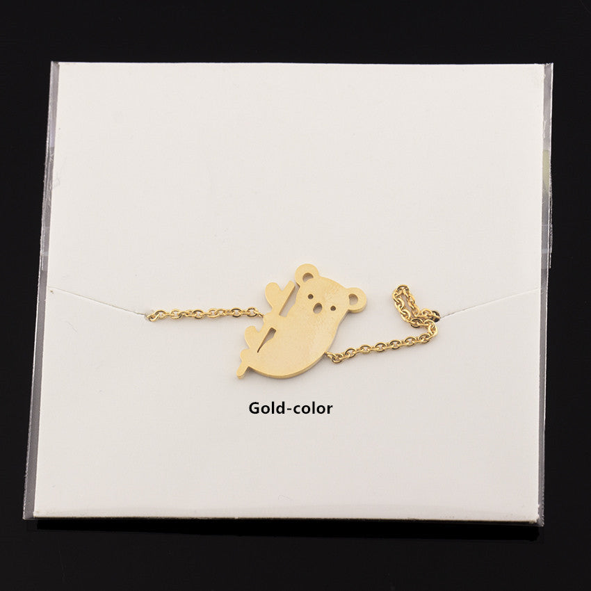 Koala Bear Pendant Bracelet For Women And Girls Titanium Steel Chain Jewelry Gift Fashionable Cute Everyday In