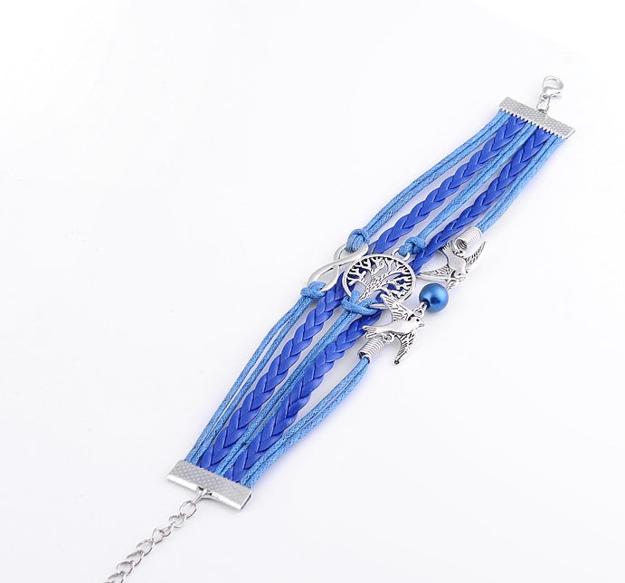 Womens Alloy Bracelet Vintage Hand Woven Jewelry European Fashion Animal Zodiac Signs Big Tree Design Gift For Her