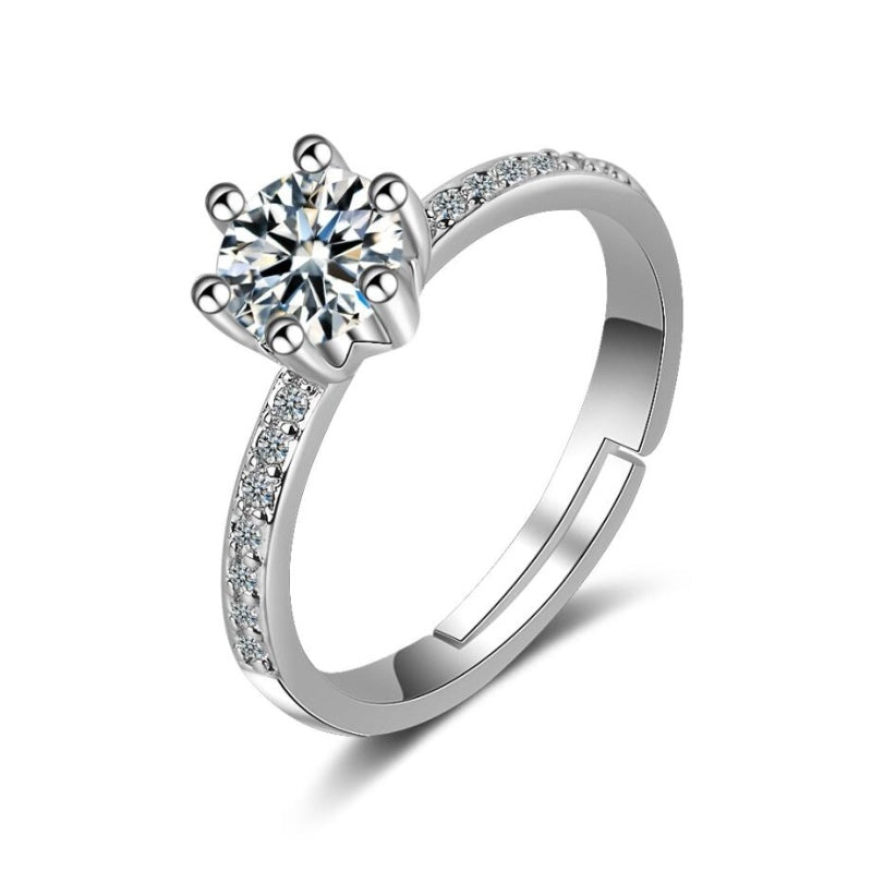 Womens Adjustable Copper Ring With Zircon Stone Geometric Korean Style Fashion Jewelry Gift Elegant Everyday Accessory