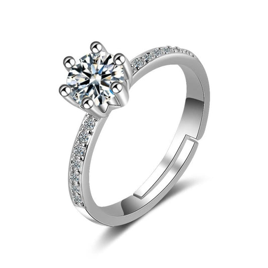 Womens Adjustable Copper Ring With Zircon Stone Geometric Korean Style Fashion Jewelry Gift Elegant Everyday Accessory