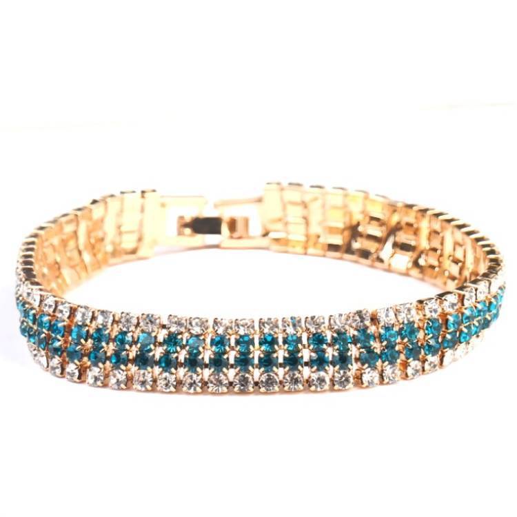 Womens Geometric Electroplated Metal Bangle With Diamonds