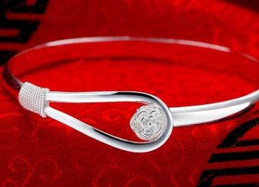 Silver Plated Cherry Blossom Bracelet For Women Jewelry