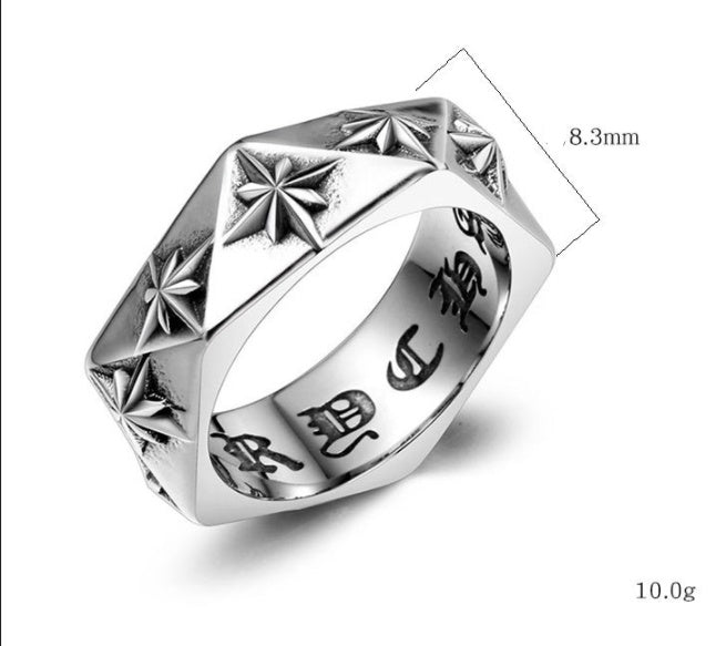 Titanium Steel Ring With Polygon Design Vintage Flower Statement Ring Fashion Jewelry Not Inlay 3D Ring Packed