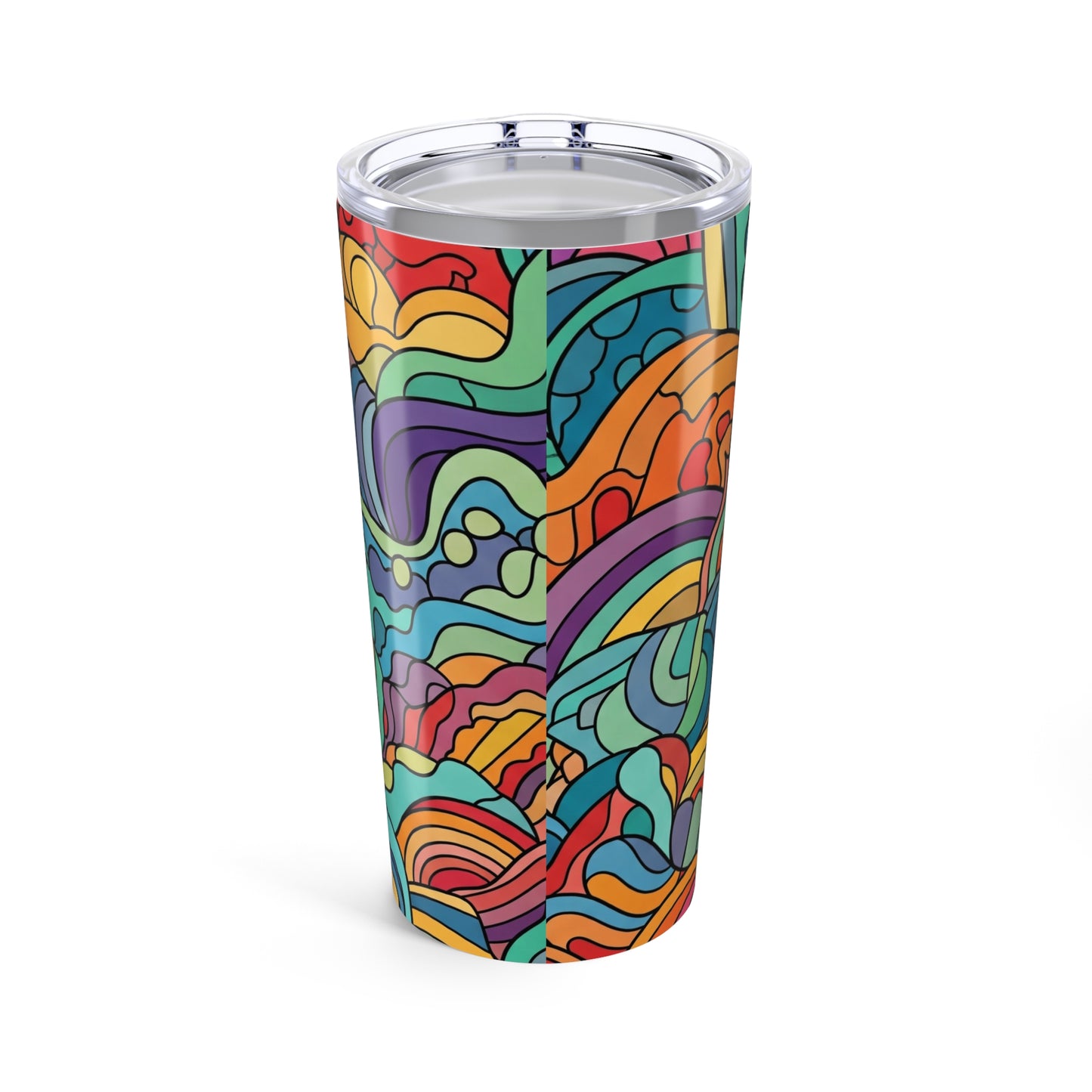 20 Oz Stainless Steel Printed Tumbler Double Wall Vacuum Insulation Travel Mug Spill Resistant Lid Dishwasher Safe