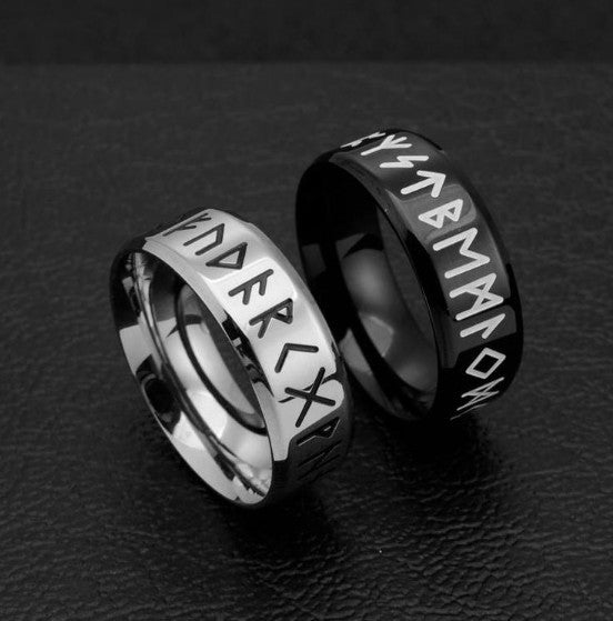 Rust Steel Jewelry Mens Viking Digital Ring For Men Sizes 7 8 9 10 11 Accessory Black Silver Finish Durable Comfortable