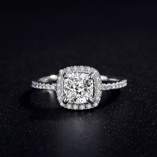 Elegant White Copper Ring With AAA Cubic Zircon 7x7mm Stone And Thin 1 7mm Band For Women Weddings And Occasions