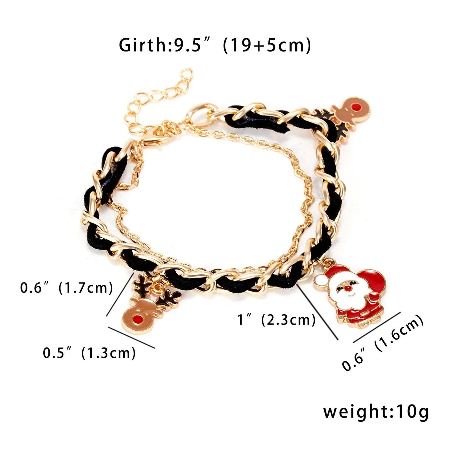 Womens Christmas Bracelet Multi Layer Braided Alloy Geometric Bangle Fashion Jewel Gift For Her Season Jewelry