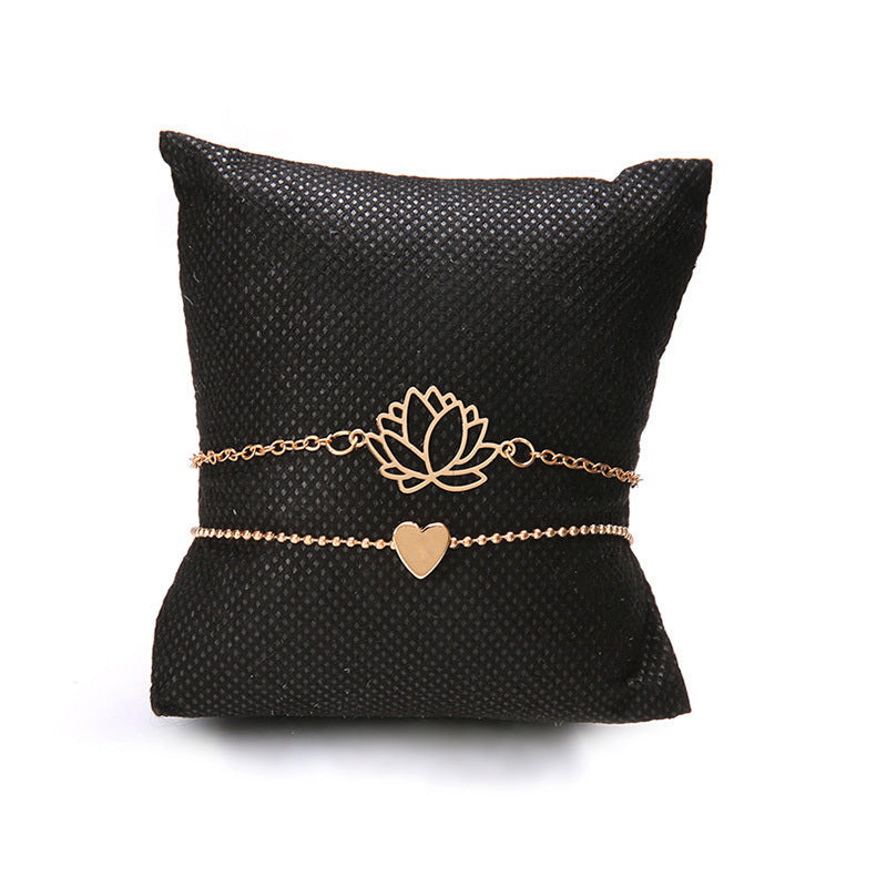 Heart Shaped Bracelet Hollow Lotus Electroplated Alloy Fashion Jewelry For Anniversary Celebrations Employee Benefits