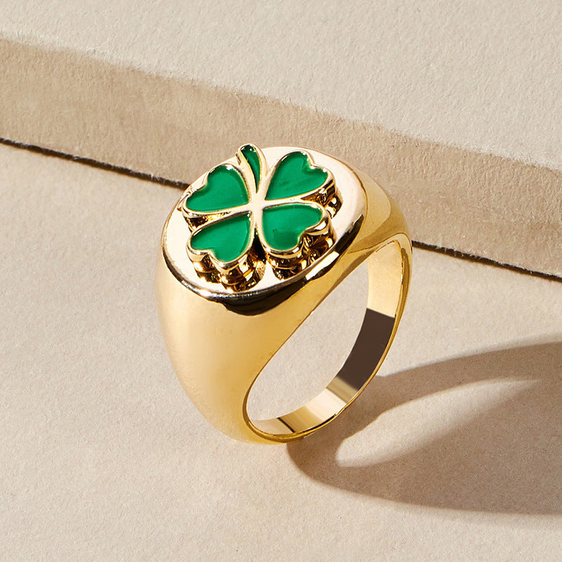 Coin Ring Street Enamel Glaze Womens Ring Gold Tone Alloy Jewelry Size 7 European American Style 18K For Women