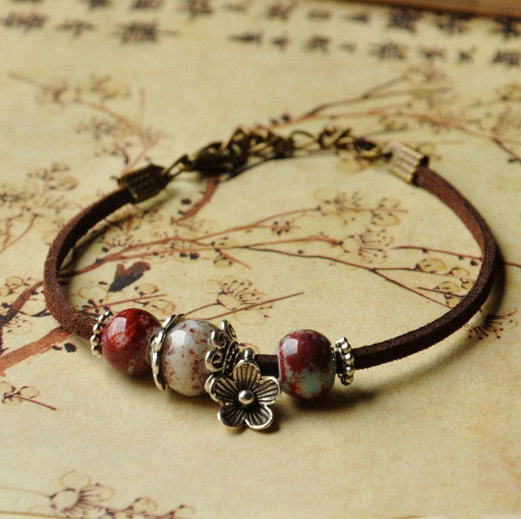 Women Geometric Ceramic Bead Bracelet Handmade Jewelry Gift