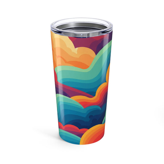 20oz Steel Tumbler With Printed Pattern Double Wall Insulation Leak Proof Lid For Hot Or Cold Beverages At Home