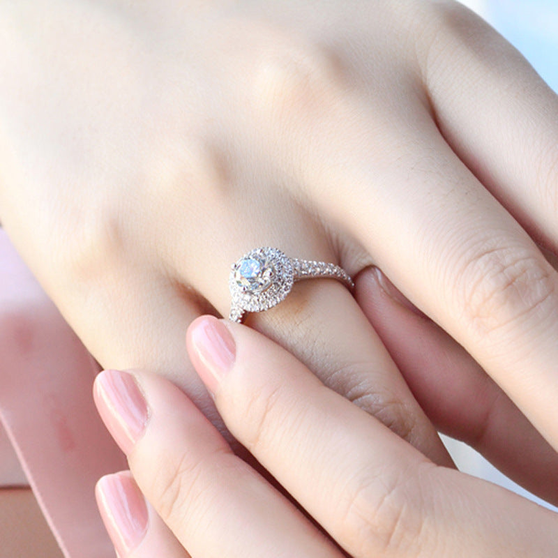 Round Multilayer Diamond Ring For Women Fashion Temperament Wedding Jewelry Silver Korean Style For Gift Occasions