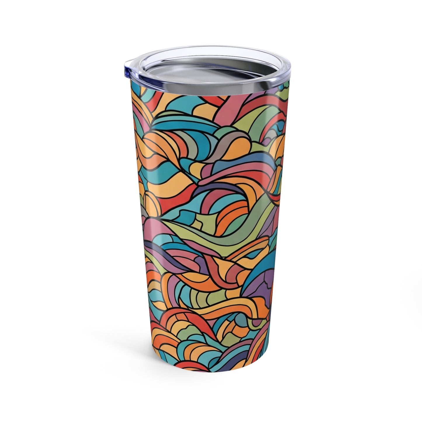 20 Oz Stainless Steel Printed Tumbler With Double Wall Vacuum Insulation Spill Resistant Lid For Hot Or Cold Drinks