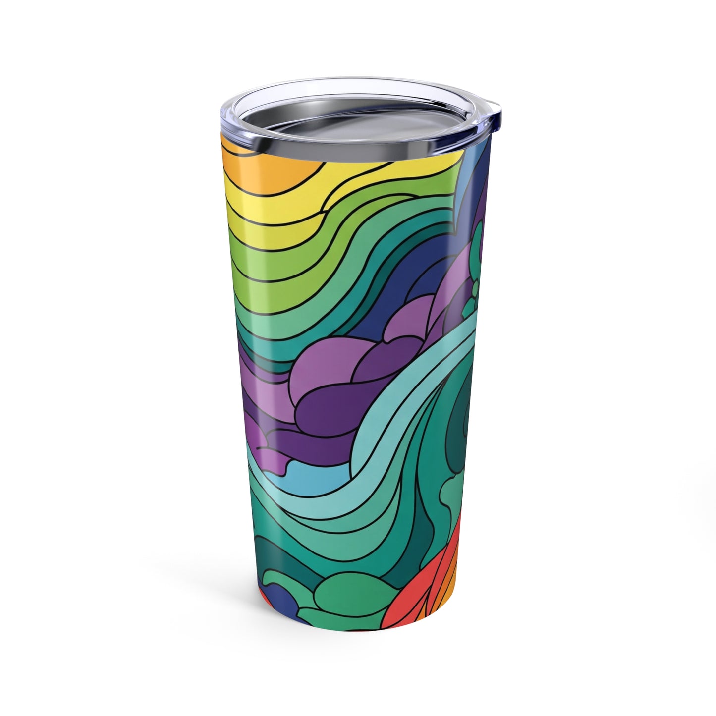 20oz Stainless Steel Printed Tumbler Double Wall Vacuum Insulated Spill Resistant Thermal Travel Mug With Lid