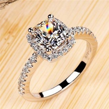 Womens Diamond Engagement Ring Alloy Silver Tone Wedding Ring Gift for Anniversary Birthday Special Occasion Jewelry