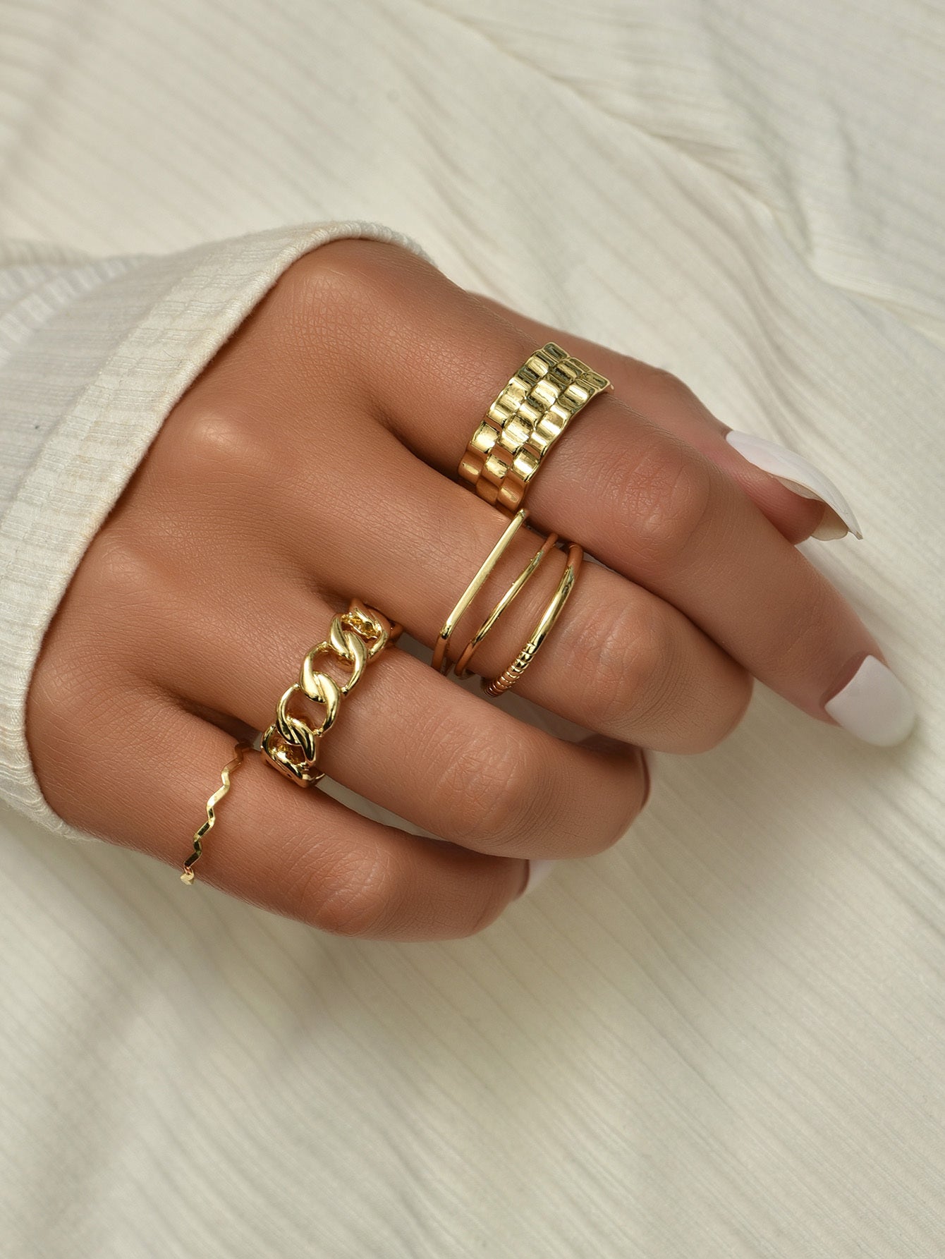 Womens Multi Layer Ring Electroplated Zinc Alloy Jewelry Gift For Her Individually Packed With Gleaming Finish