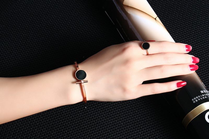 Geometric Titanium Steel Epoxy Ring For Women Jewelry