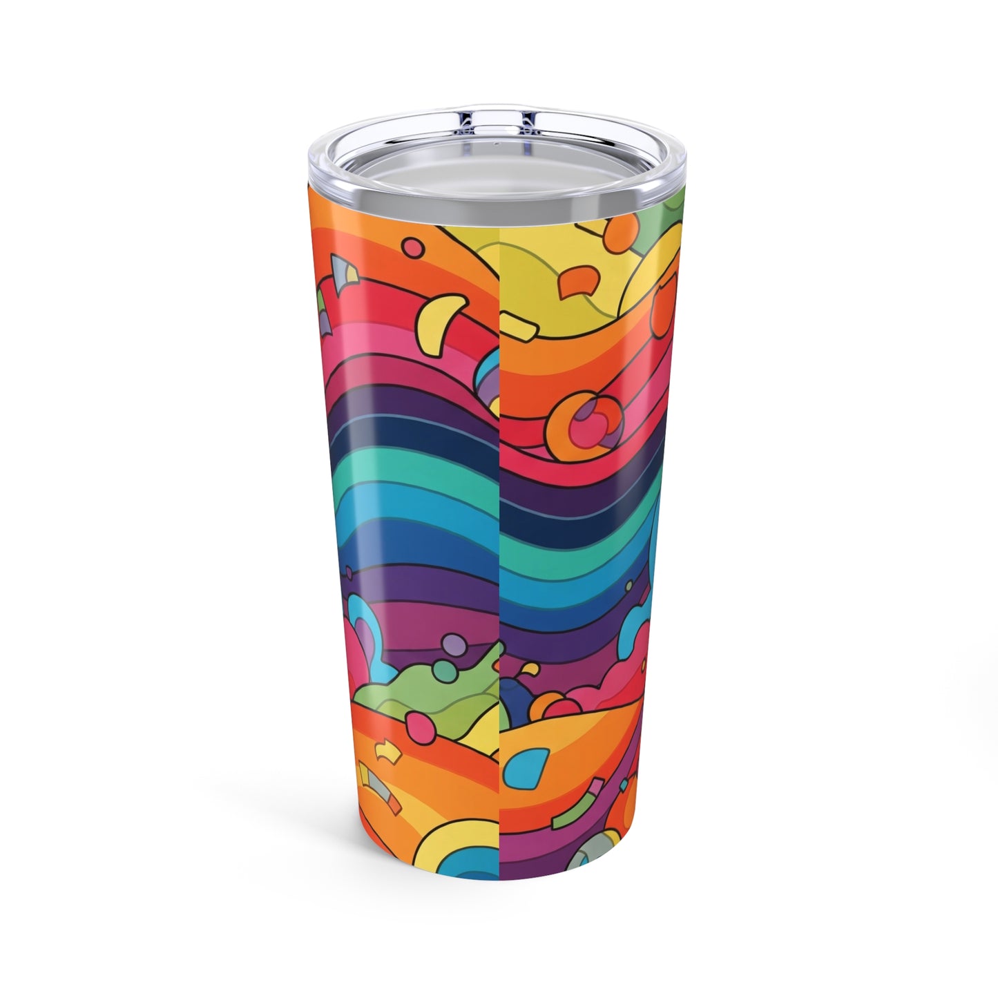 20 Ounce Stainless Steel Tumbler With Printed Design Double Wall Vacuum Insulation Spill Resistant Thermal Coffee