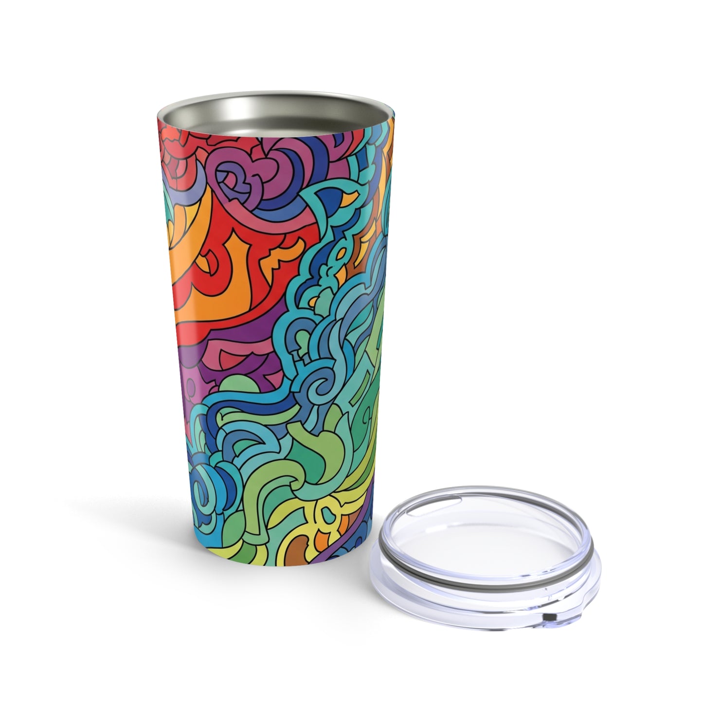 20oz Stainless Steel Tumbler With Printed Design Double Wall Vacuum Insulation Spill Resistant Hot Cold Drinks