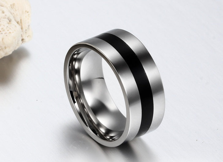 Titanium Steel U Shape Ring Resin Inlay Stainless Steel Jewelry For Men And Women Modern Durable Design Unisex