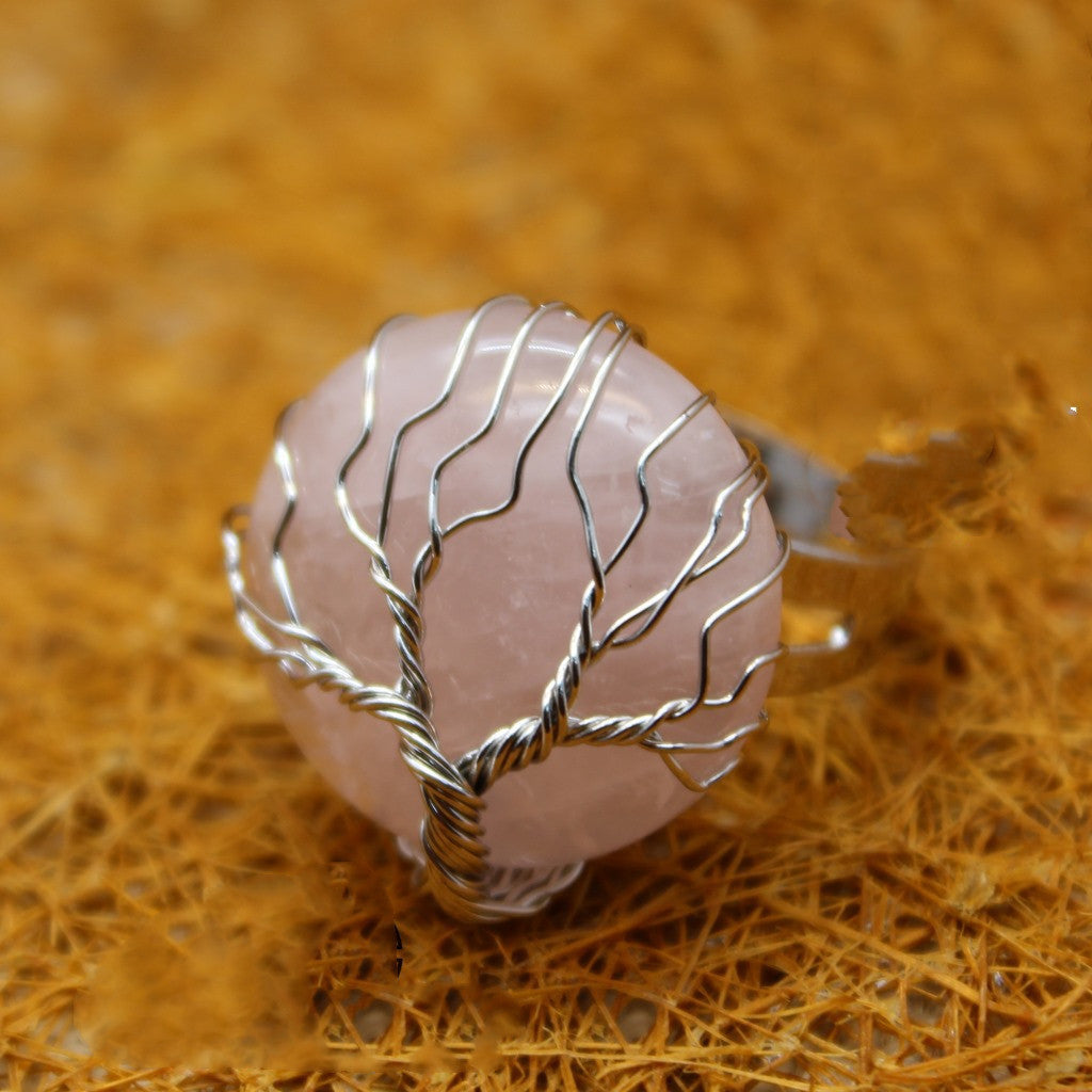 Unisex Korean Inspired Leaf Design Gemstone Ring Handcrafted