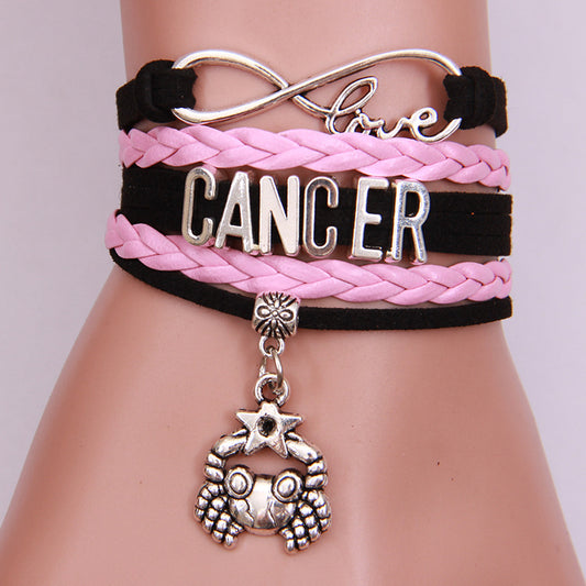 Unisex Woven Alloy Bracelet With Electroplating Constellation Letters Numbers Text Design Simple Everyday Style