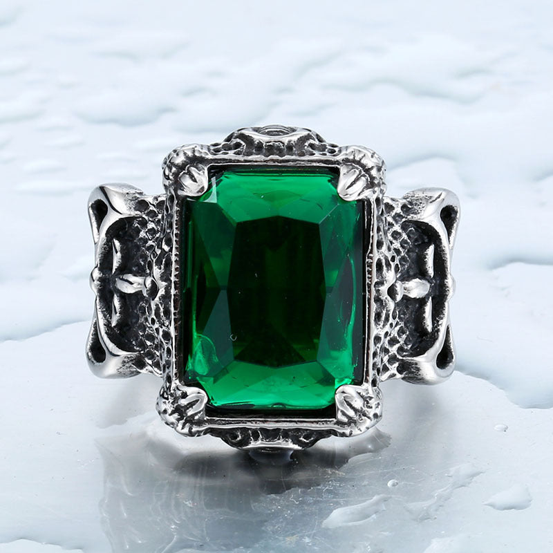 Mens Stainless Steel Crown Ring With Vintage Stone Inlay For Anniversary Gift And Statement Jewelry Wide For Men