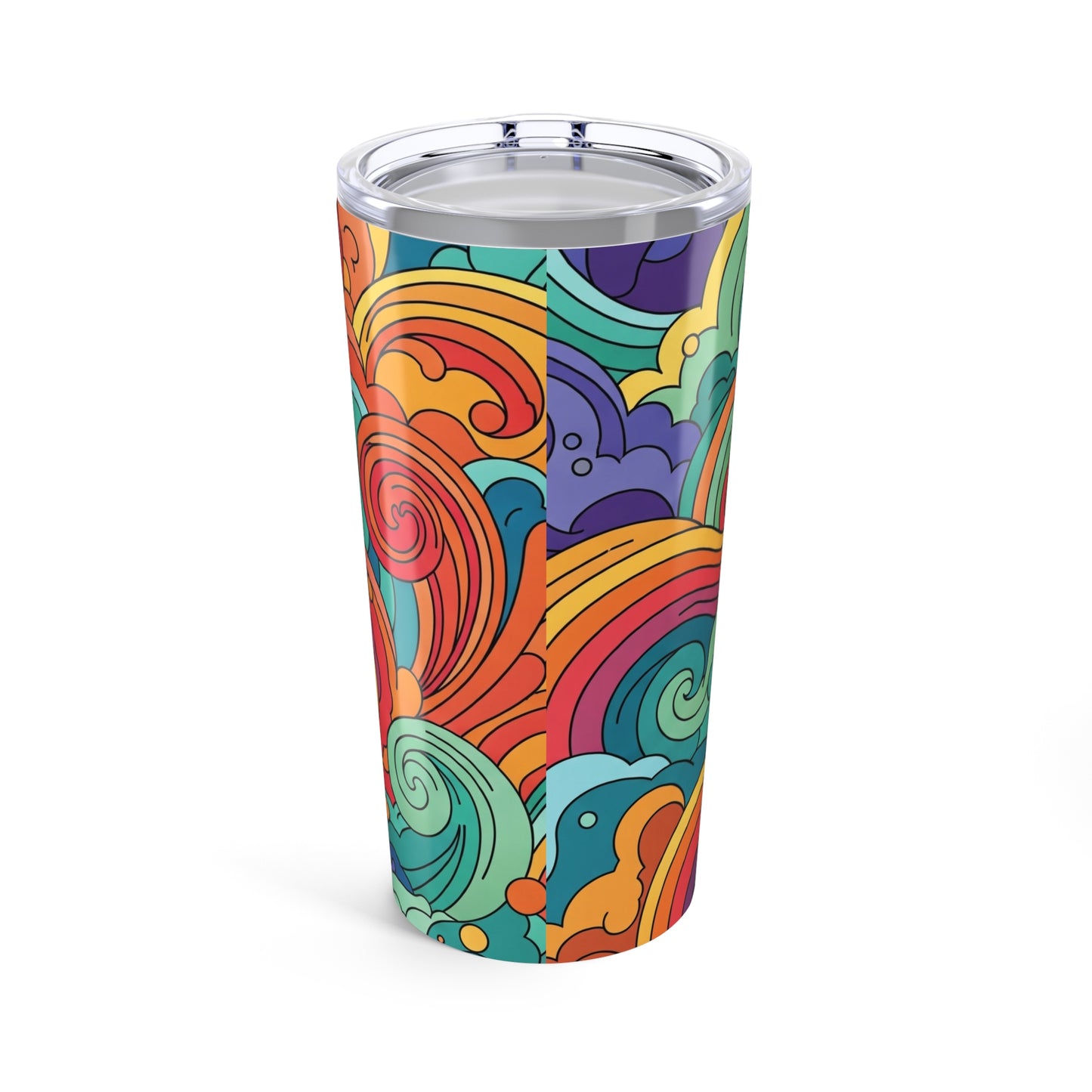 20oz Steel Tumbler With Printed Graphic Double Wall Vacuum Insulation Leak Proof Lid For Hot Or Cold Beverages