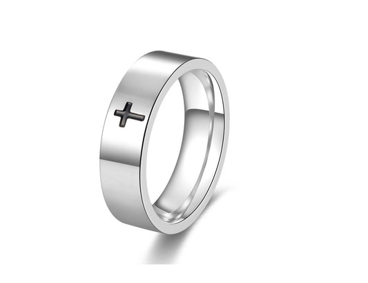 Mens Titanium Steel Ring Black Epoxy Inlay Religious Jewelry Gift For Men And Boys Size 5 6 6th 8th 9th Deluxe