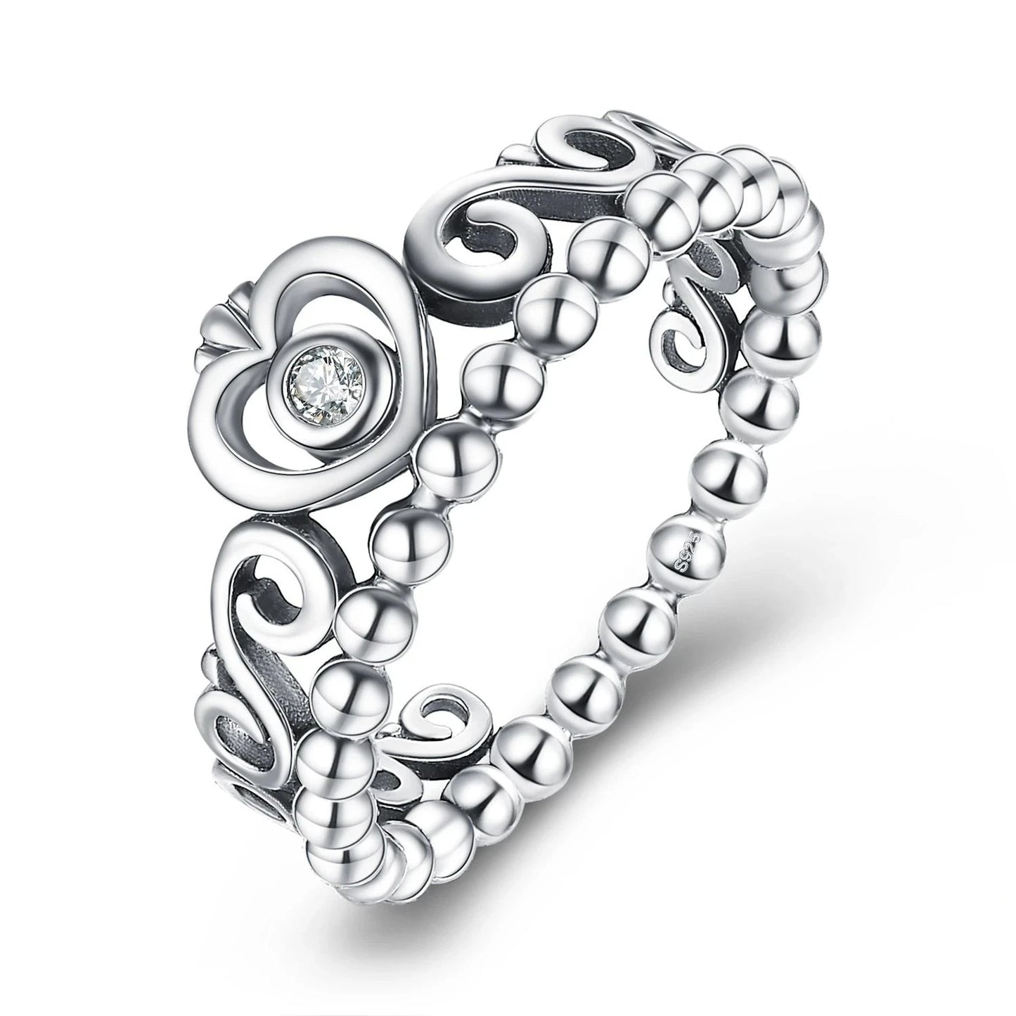 Silver Crown Ring With Diamond Electroplated Finish Crown Shape Ring European American Style Festival Gift Set