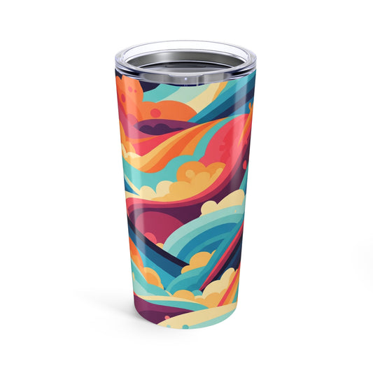 20 Ounce Metal Travel Mug With Printed Design Vacuum Insulated Spill Resistant Thermal Control For Hot And Cold