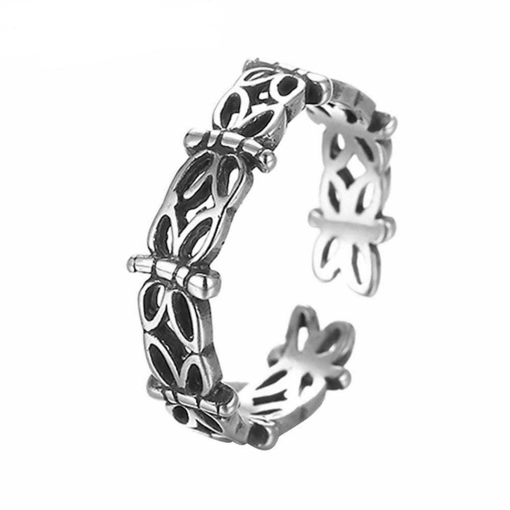 Womens Toe Ring Antique Silver Butterfly Ring Vintage Design Durable Metal Jewelry for Women Everyday Trinket