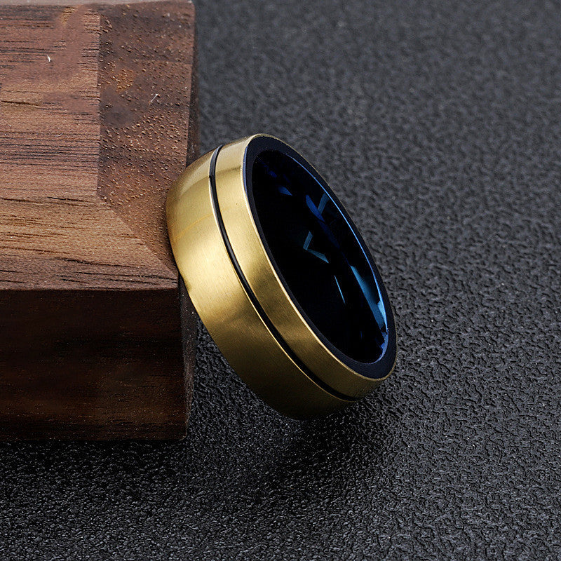 Mens Titanium Steel Ring Stainless Steel Jewelry Black Black Gold Blue Gold Finish Ring Sizes 8 9 10 11Fashion