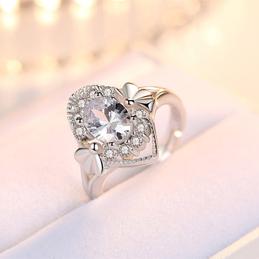 Womens Fashion Ring Exaggerated Opening Plated Platinum Statement Jewelry High Quality Durable Elegant Minimal