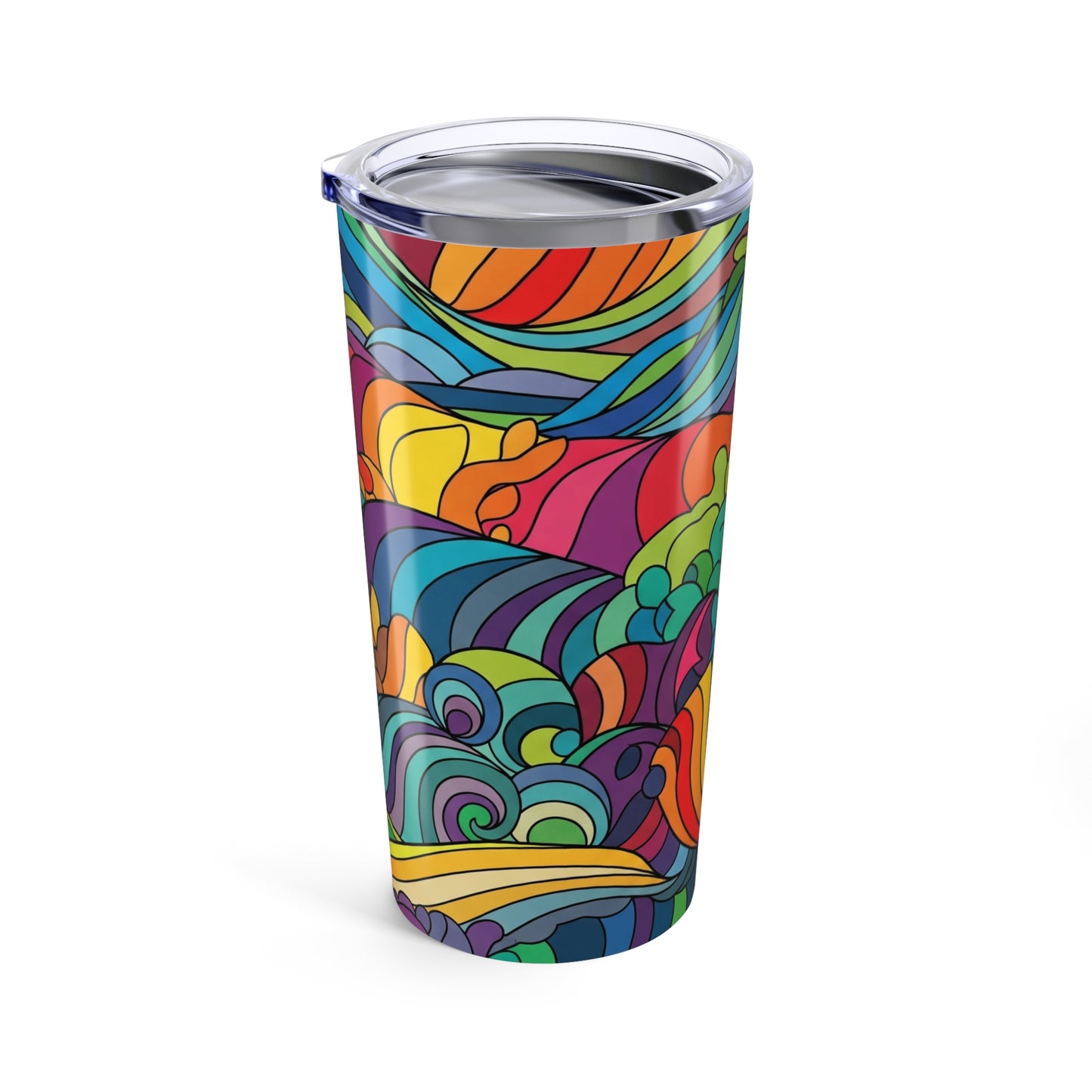 20oz Stainless Steel Tumbler With Double Wall Insulation Spill Resistant For Hot And Cold Beverages Printed Art
